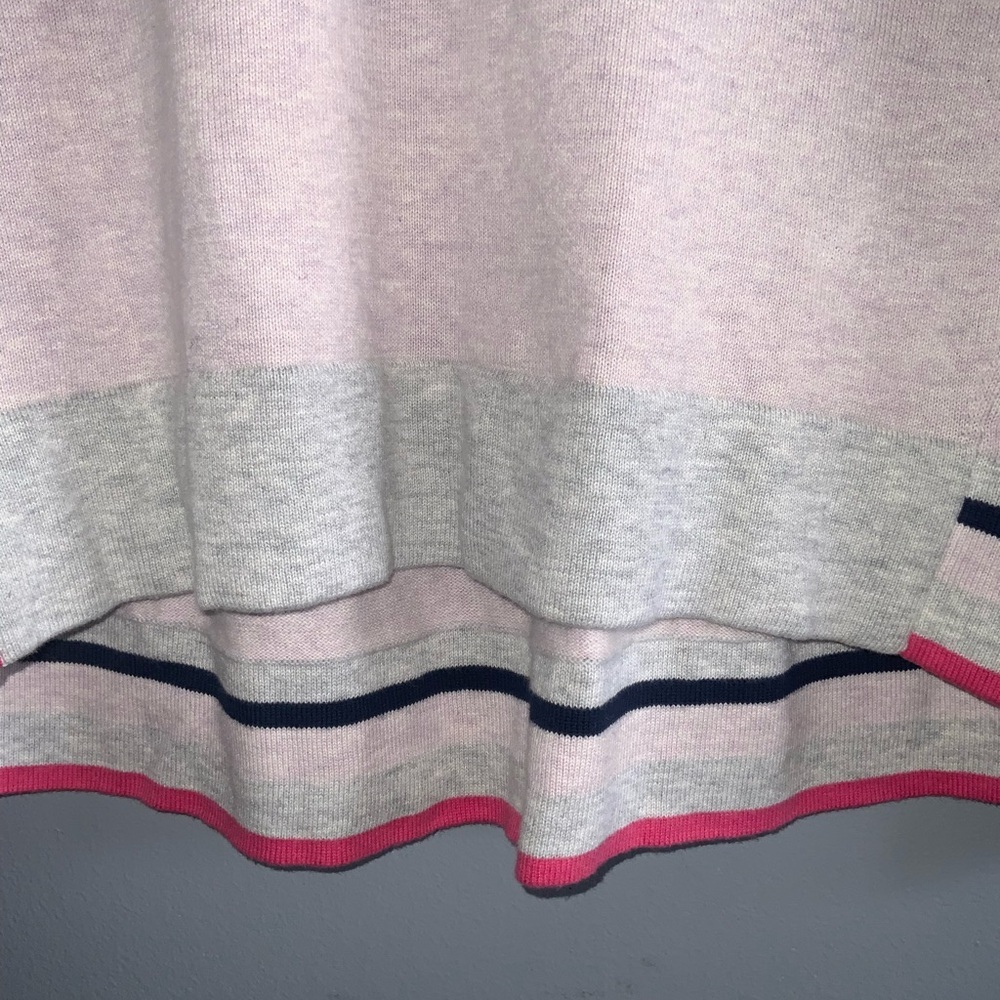 Lisa Todd V-Neck Lavender Cotton Casual Hi-Lo Sweater Stripe Contrast M - Picture 7 of 11